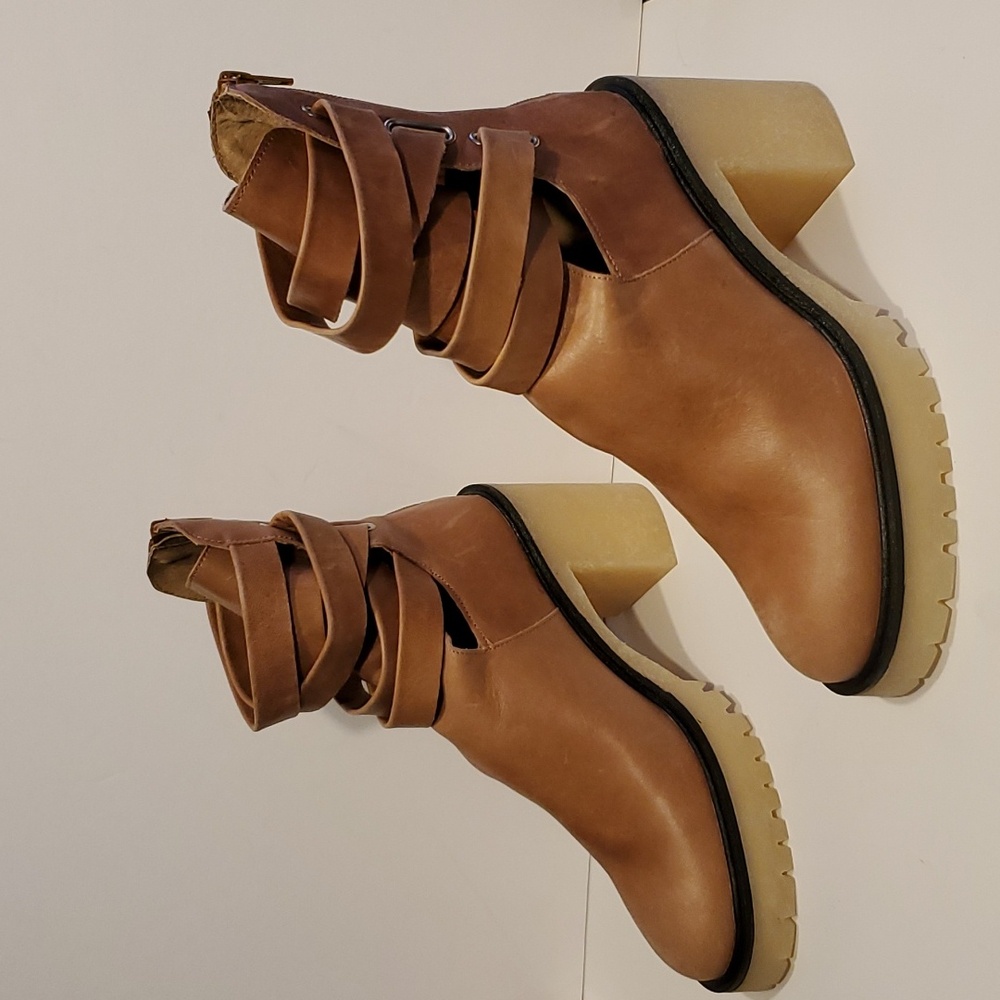 Free People Jesse Cut Out Platform Boot In Tan Size 10 NWOT'S - Picture 5 of 11